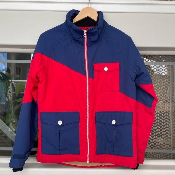 CLWR COLOURWEAR Youth 12-14 Winter Jacket Red Navy Colorblock Waterproof - Picture 1 of 16